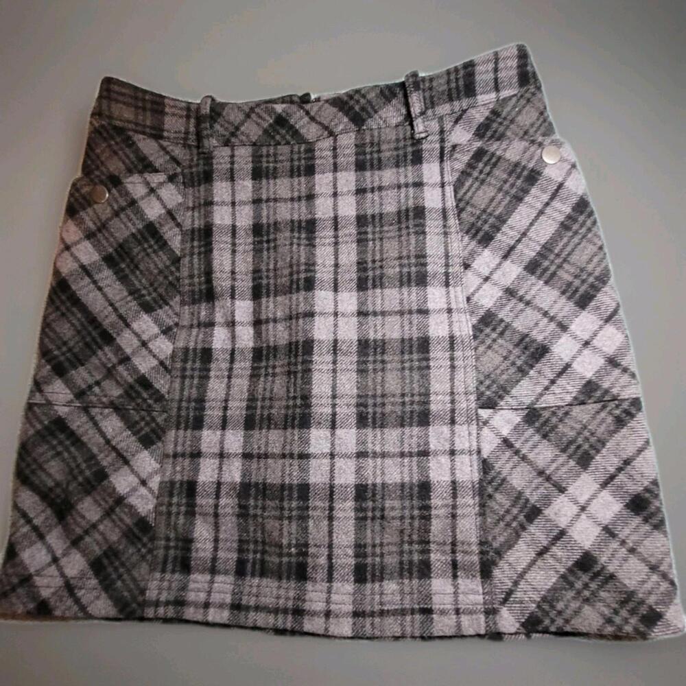 Women's Eddie Bauer Wool Blend Full Lined Skirt Size 2 Black/gray Pockets Zipper